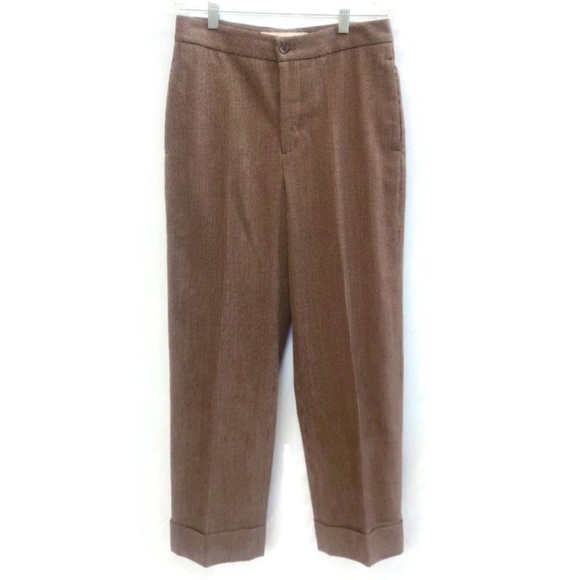 28x26 Marni Wool Pants Cuff Creased Button Fly Italy Waist Reddish 